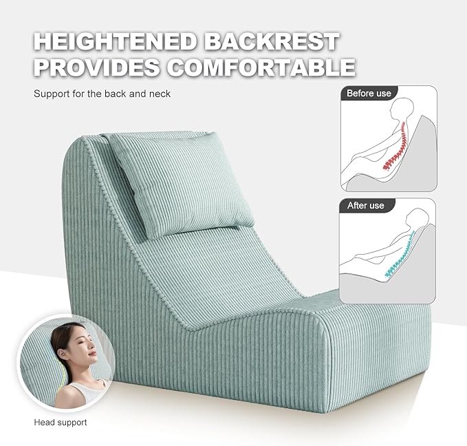 Giant Bean Bag Chair for Adults, Corduroy Chaise Lounge