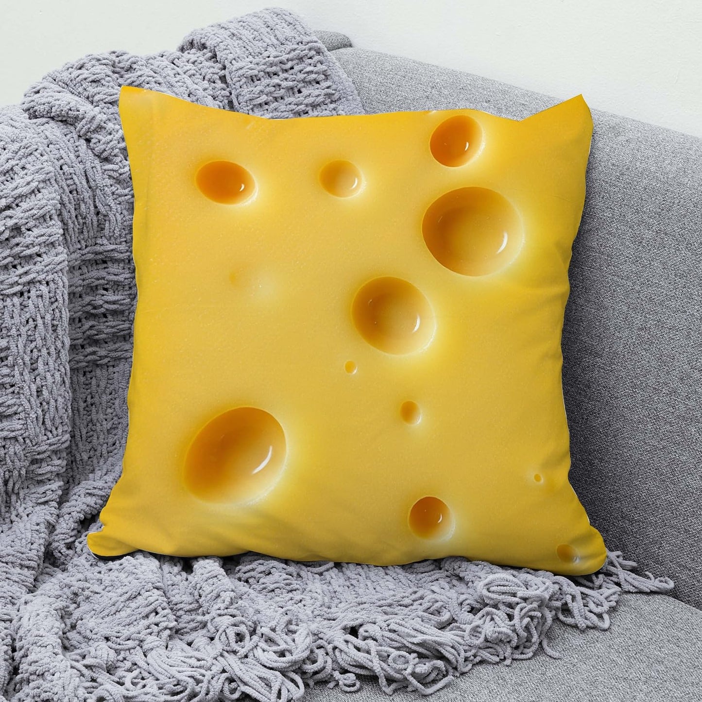 decorbox Cheese Lover 18x18 Inch Funny Throw Pillow Cover, Foodie Food Decorative Cushion Case, Home Kitchen Room Decor Chef Baker Hostess Mom Wife Sister Her Kid Boy Girl Pet Gift Novelty Pillowcase