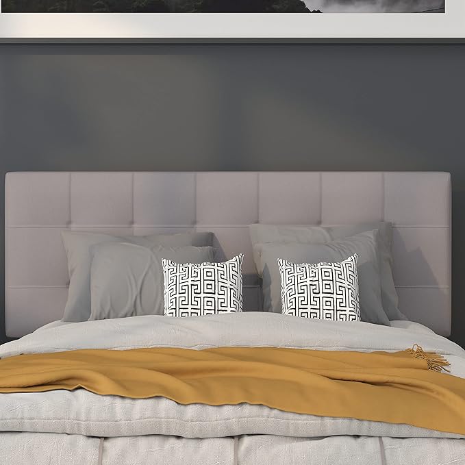 Flash Furniture Bedford Tufted Upholstered Full Size Headboard in Light Gray