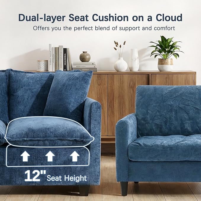 Loveseat Sofa, Comfy Chenille Small Couch