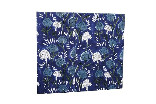 Generic 3.3 Gallon Cotton Hand Block Printed Paper Waste Basket |Small Decorative Trash Can for Housewarming Gifts in Living Room, Bedroom, Bathroom | Eco-Friendly, Plastic-Free (1, BLUE FLOWAR)