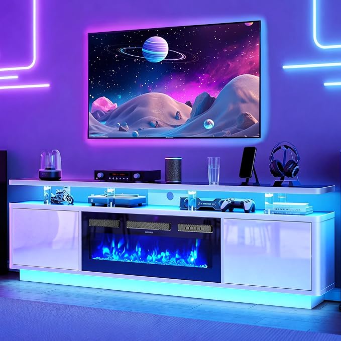 MXV 70" Fireplace TV Stand for TVs up to 80", Entertainment Center