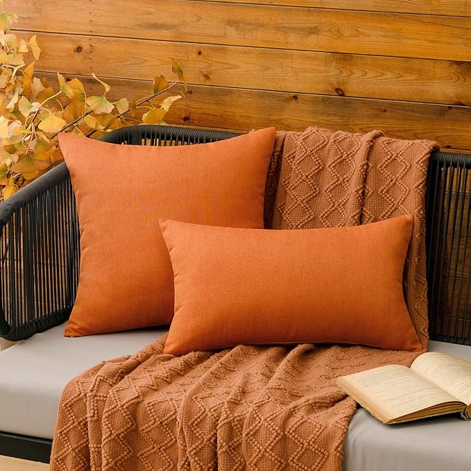 MIULEE Pack of 2 Decorative Outdoor Solid Waterproof Throw Pillow Covers Faux