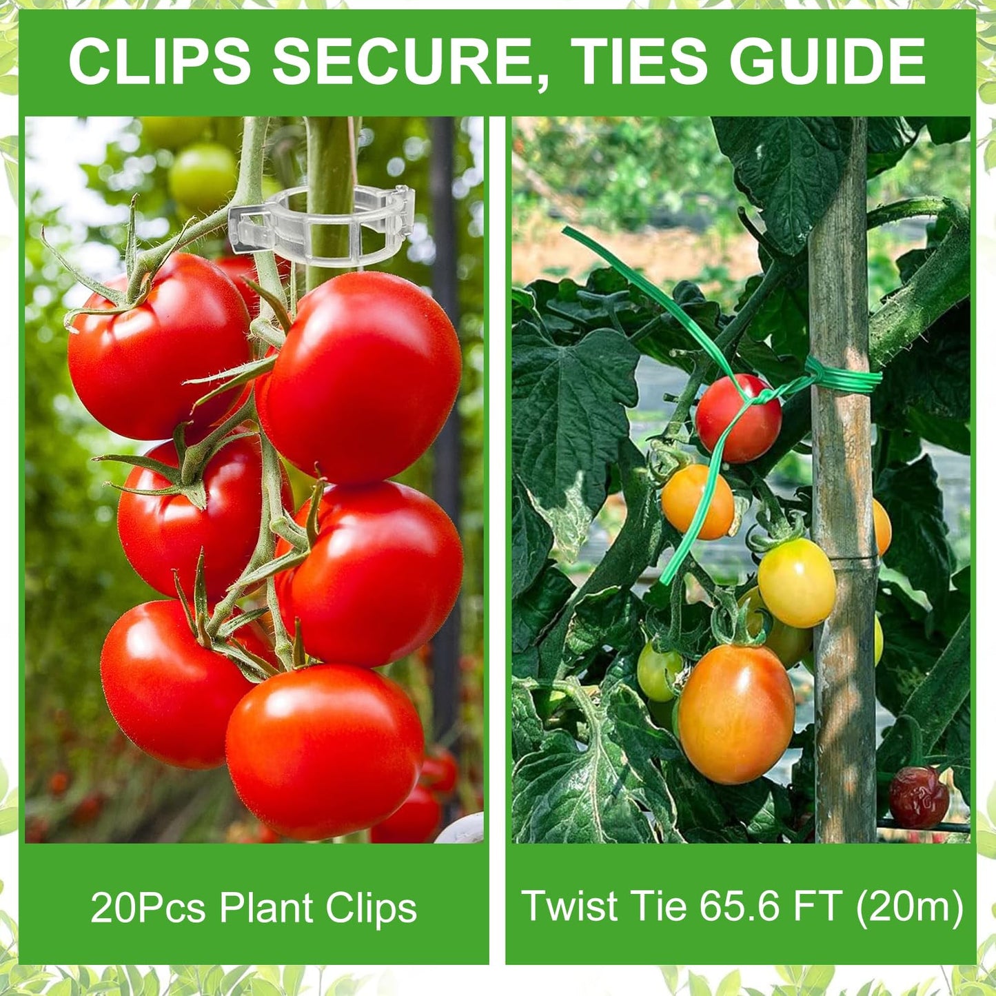 3 Pack Tomato Cages with Clips & Garden Wire, Outdoor Heavy Duty Steel Square Tomato Plant Support Stakes Garden Trellis for Climbing Plants Vegetables Flowers Fruits (41.5 Inch)