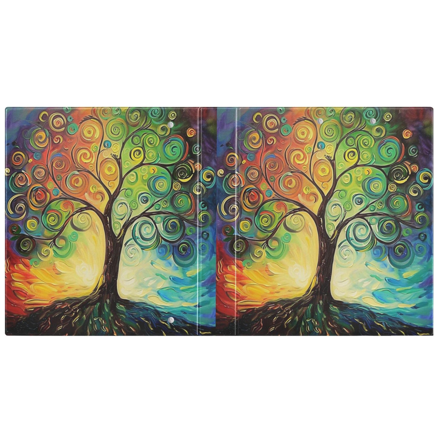 Tree of Life Round Ring Binders 1.5 Inch Rainbow Colorful 3 Ring Clipboard Binder for Office School Work Supplies File Folder 200 Sheet Capacity