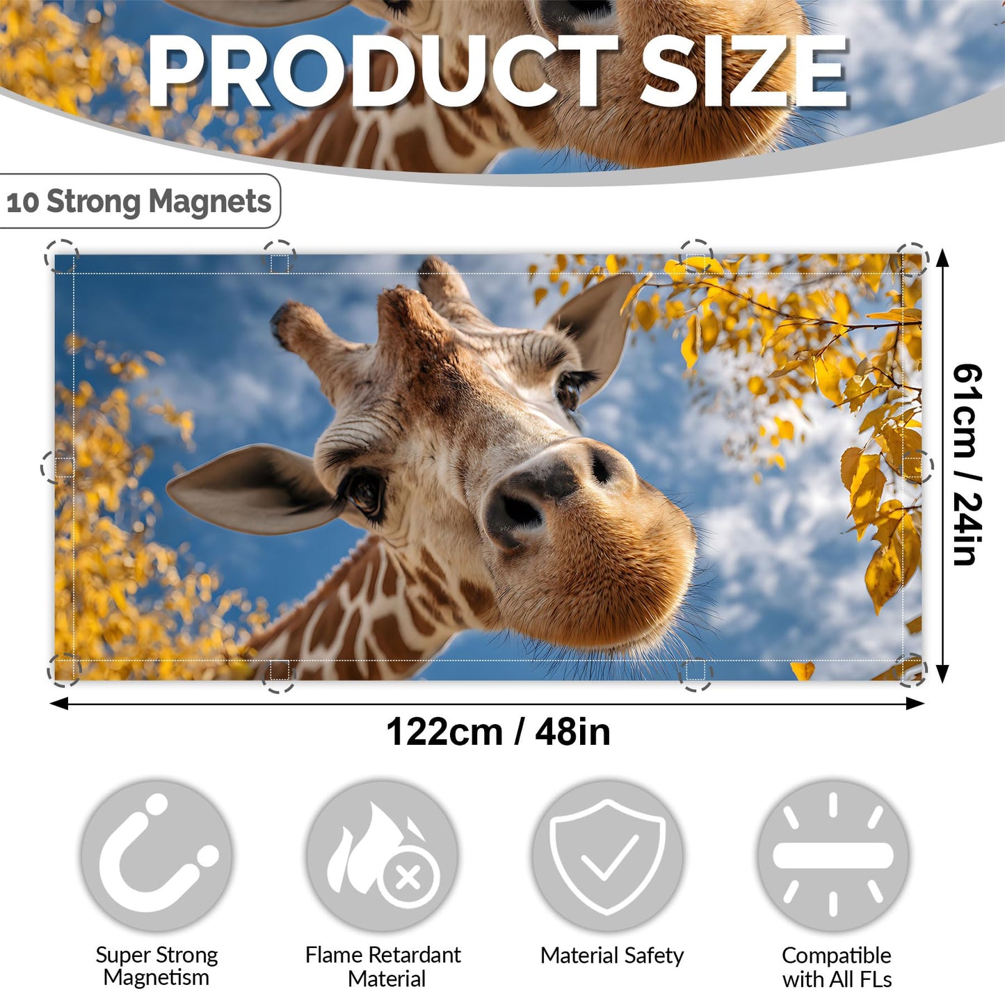 2 Pack Fluorescent Light Covers for Ceiling Lights, 4 x 2 Ft Magnetic Light Covers for Classroom Office Home School Ceiling Decor (2, Deer+Cat)