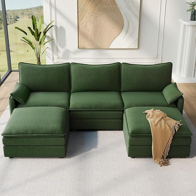 Vesgantti 108" U Shaped Sectional Couch, Comfy Cloud Modular Sectional Sofa