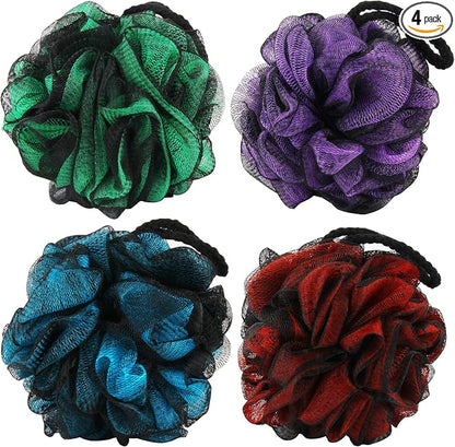 Chuya 60g Bath Loofahs Sponges,Shower Sponge Loofah Body Scrubber Balls for Family Washing 4 Pack