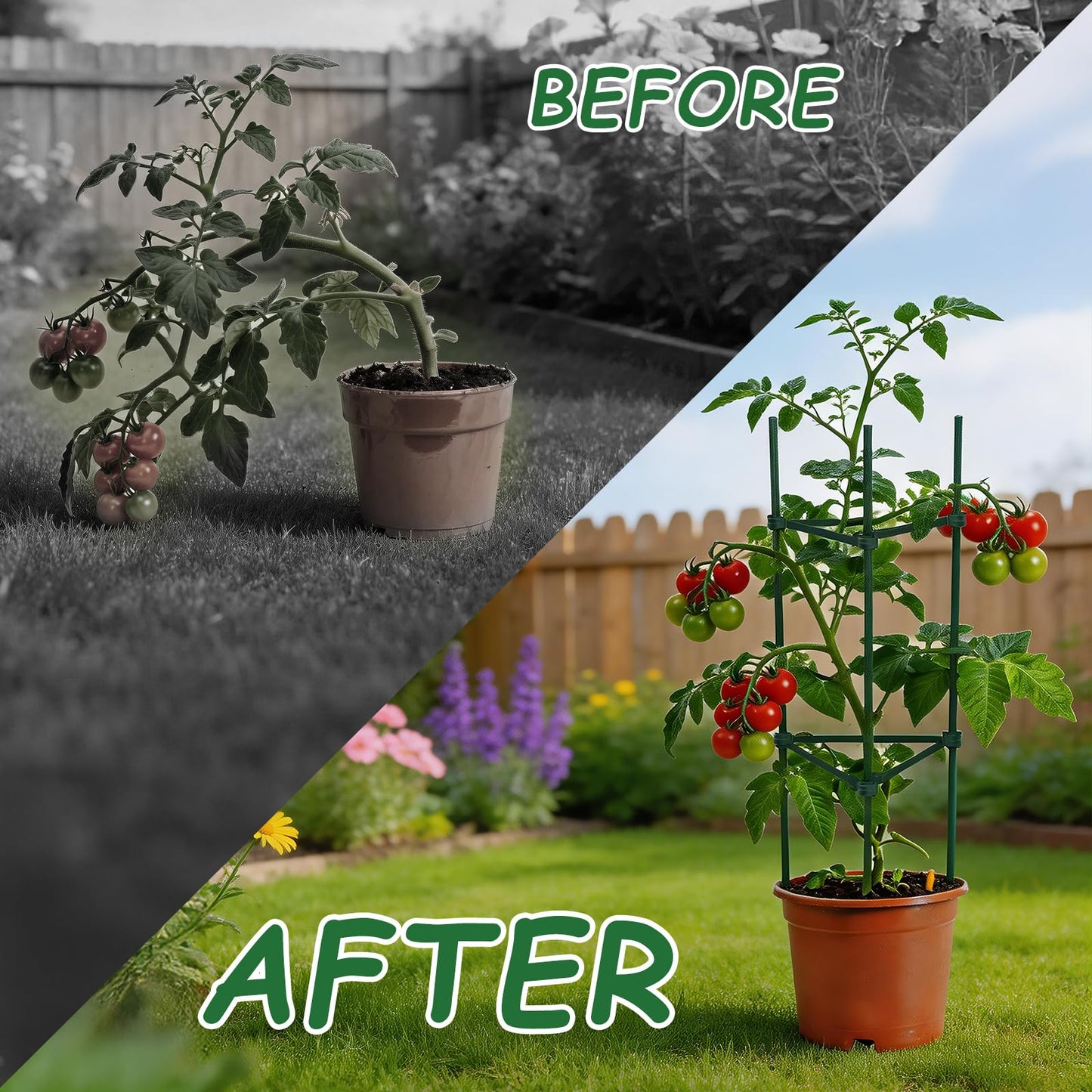 100pcs Garden Stakes Arms for Tomato Cage, TomatoTrellis Connectors, Attach 0.63 Inch Dia Tomato Stakes Connector and Plant Stick Supports, 11.8in Plastic Connecting Rod (16mm，No Stake)
