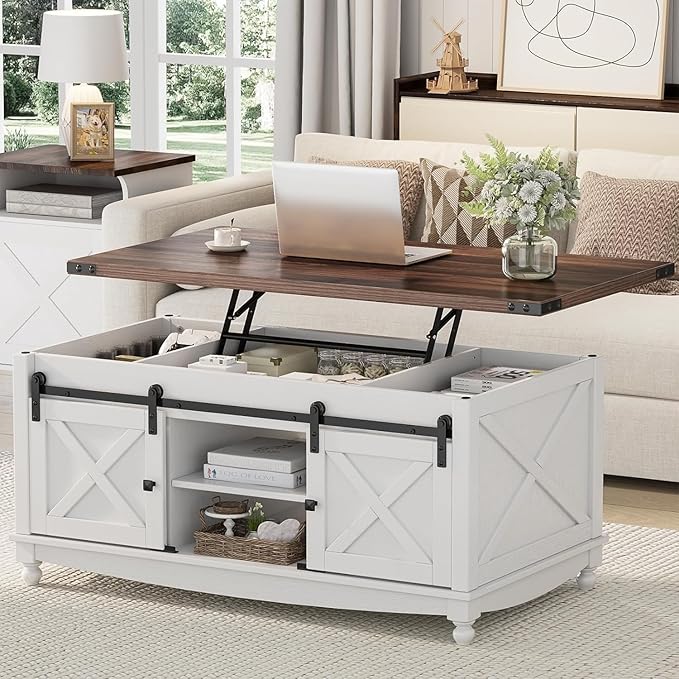 ALLSTAND 48" Farmhouse Lift Top Coffee Table