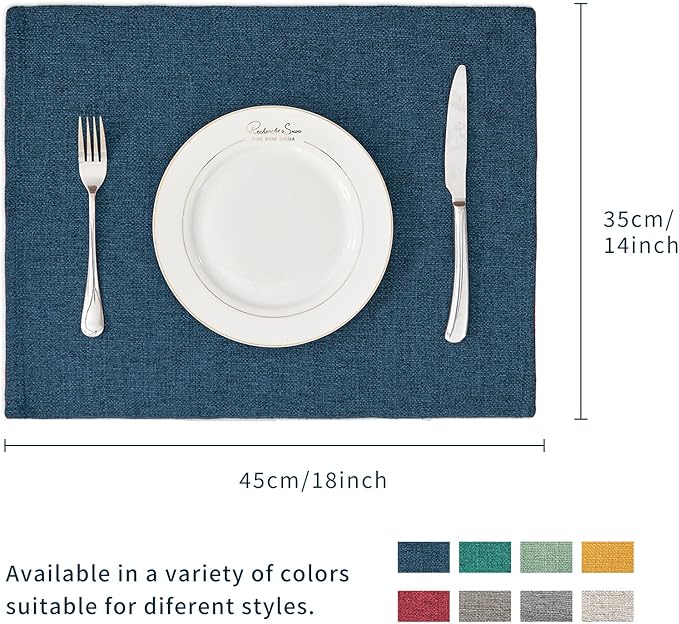 BALCONY & FALCON Placemats Set of 4 Faux Linen Cloth Place Mats Washable
