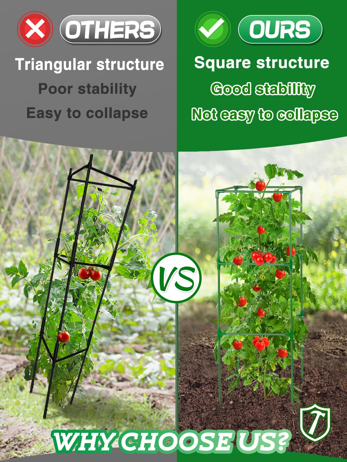 45x14.5x14.5in Square Tomato Cage for Garden - 4 Pack Adjustable Rust-Resistant Tomato Metal Trellis for Pots/Raised Beds/Outdoor, Fits Heavy Plants as Cucumber/Pepper/Eggplant/Pea, Easy to Assemble