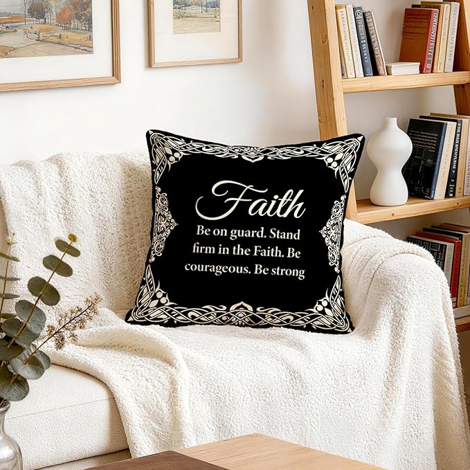 OBSEDE Black and White Bible Verse Decorative Throw Pillow Covers 18 × 18 in