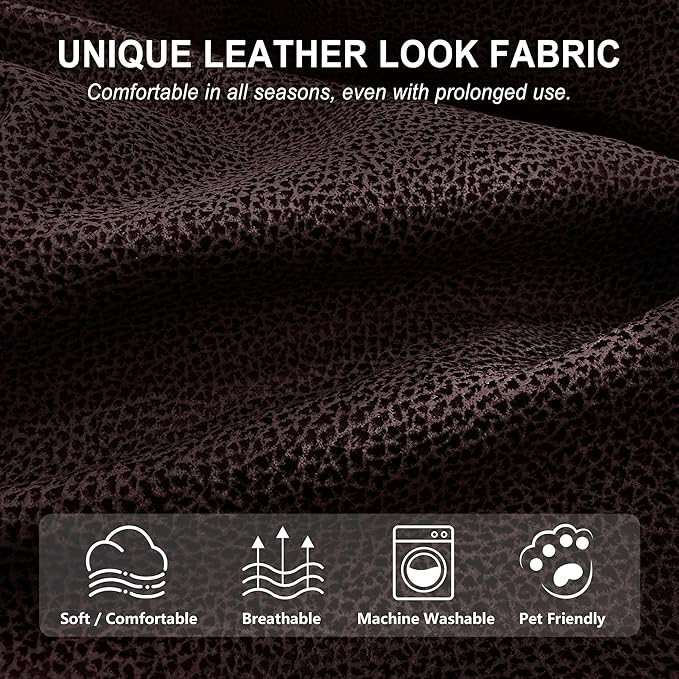 ANARACHON Leather Look Recliner Couch Cover, 8-Pieces Stretch Recliner Sofa