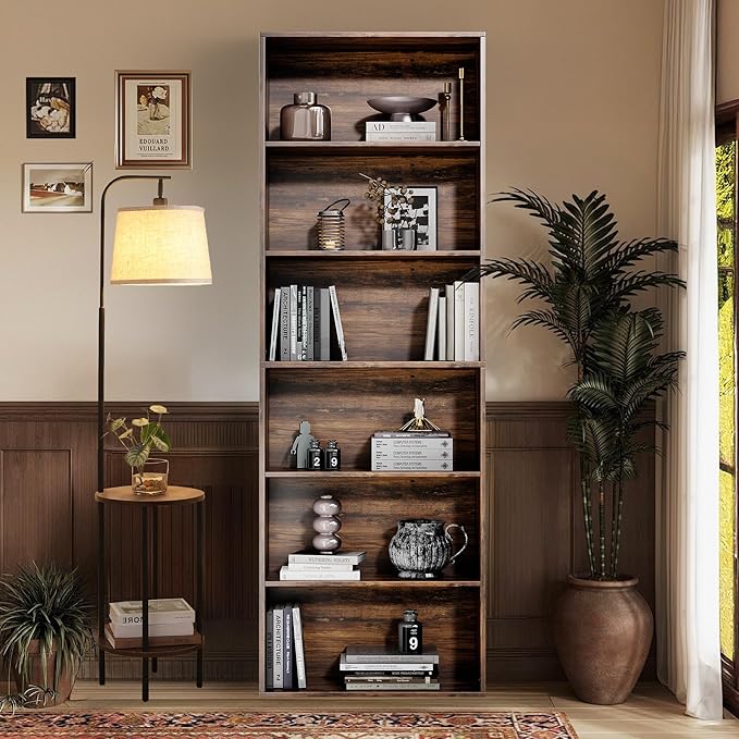 GRUSIGN 71" Tall 6-Tier Bookshelf, Large Open Display Bookcase