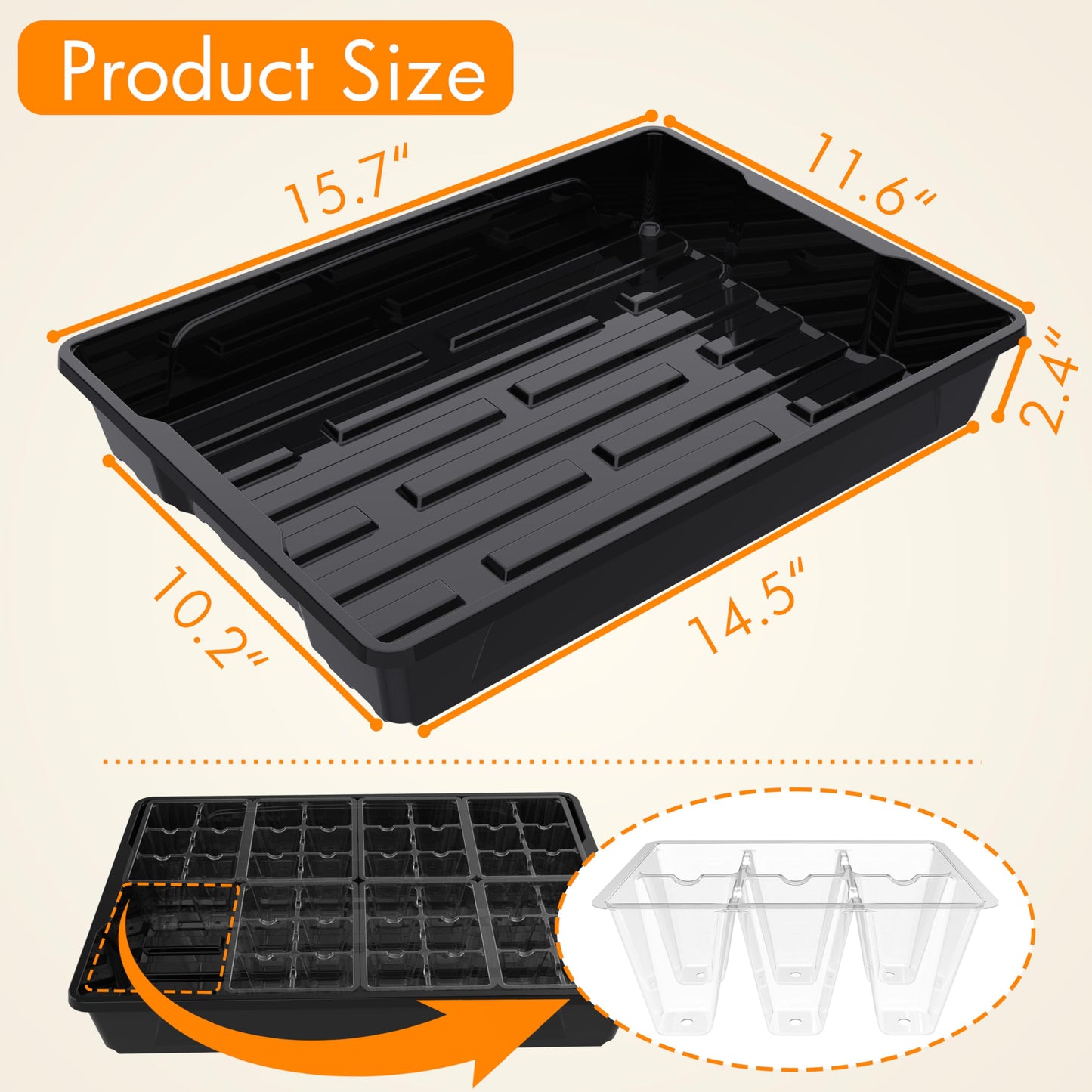 Gardzen 10 Pack Seed Trays, Reusable Plant Grow Trays, Ideal for Seed Starting, Microgreens, Indoor Gardening, and Greenhouse Nurseries - No Drain Holes, 15.7" x 11.6"