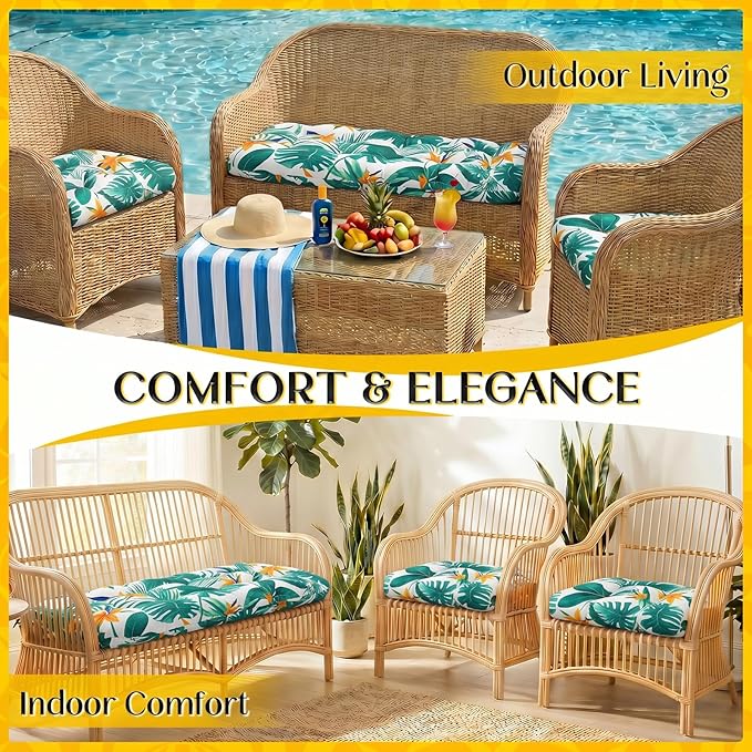 1 MIDDLE ONE Wicker Chair Cushions 3 Pieces Set