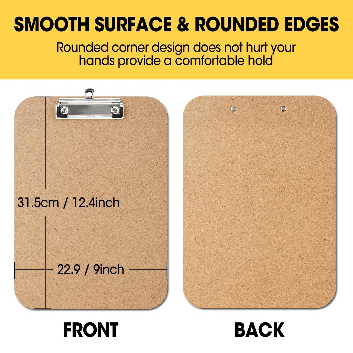 24 Pack Clipboards Bulk, Clip Boards 8.5x11 Standard Letter Size, Clipboards for Classroom, Wooden Clipboard, Hardboard Office Clipboard, Classroom Supplies