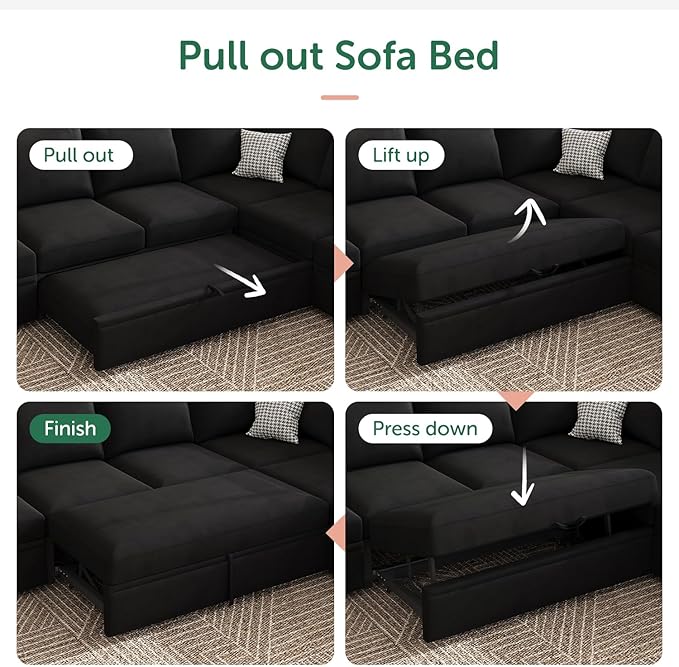 HONBAY Modular Sectional Sleeper Sofa Bed,