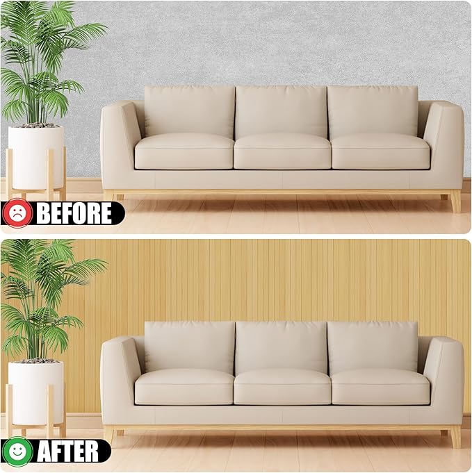 2 Pack Bamboo Wall Panel for Interior Wall Decor, Renewable Pole Wrap