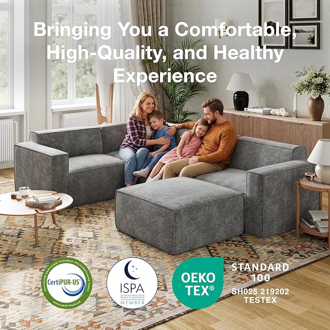 Novilla 84.3" Modular Sectional Sofa, No Assembly Cloud Sectional Couch