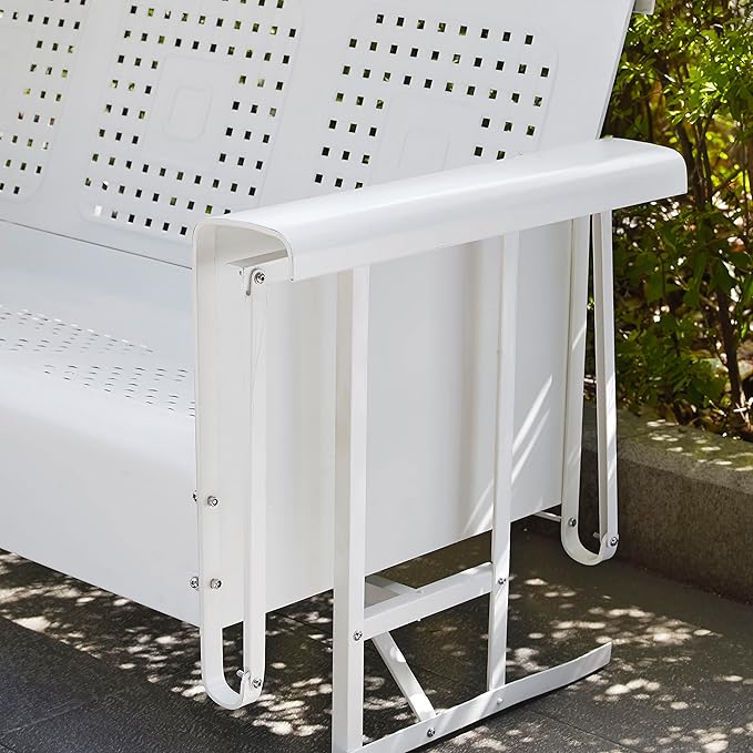 Crosley Furniture Bates Retro Metal Outdoor Sofa Glider, 3-Person Rocking Patio