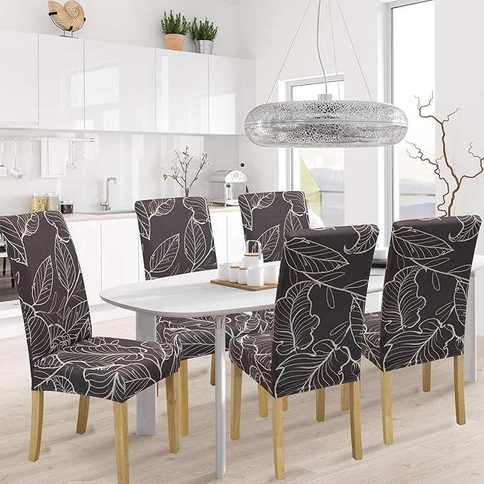 BIETYONE Stretch Dining Chair Covers Set of 8, Soft Removable Washable Kitchen