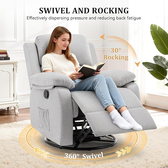 Korser Recliner Chair, 360 Swivel Rocker Chair