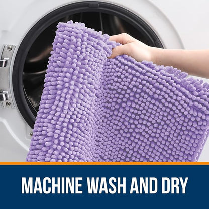 OLANLY Toilet Rugs U-Shaped 20x20, Extra Soft Absorbent Chenille Contour Bathroom Rugs for Toilet, Dry Quickly, Machine Washable, Non-Slip Bath Mat, Lavender