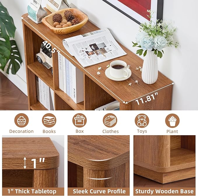Joaxswe 6 Cube Storage Book Shelf, Floor Standing 2-Tier Wooden Bookshelf