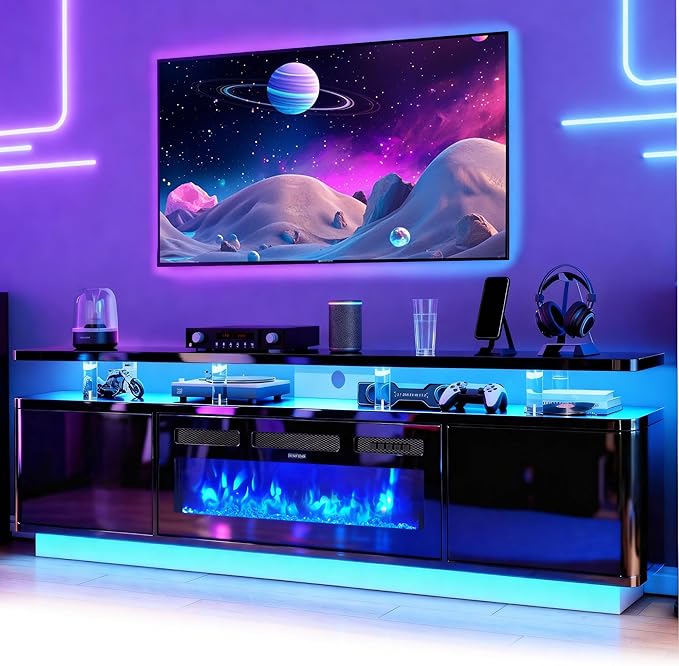 MXV 70" Fireplace TV Stand for TVs up to 80", Entertainment Center