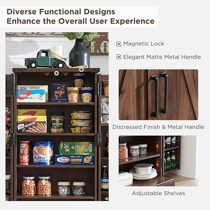 ACCOHOHO 47" Kitchen Pantry, Farmhouse Storage Cabinet