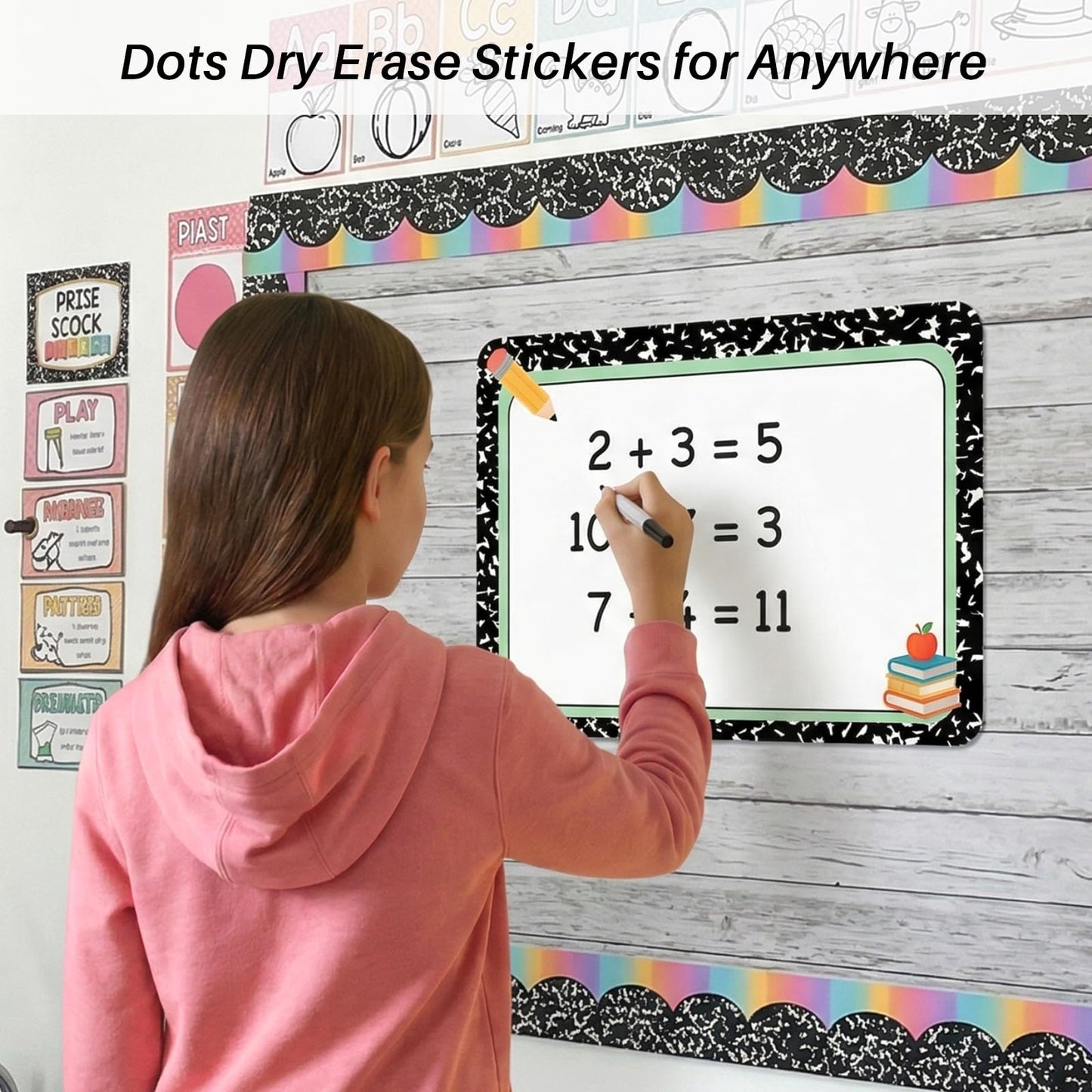Lincia 12 Pcs Large 12'' Dry Erase Dots for Classroom Table Composition Dry Erase Circles Removable Sticker Spots for Whiteboards, Desks, Wall Decals, Student, Teacher School Supplies