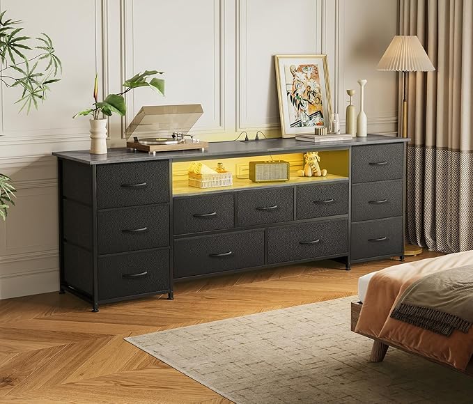 Huuger 63 Inch TV Stand for 65, 70 Inch TV, 11 Drawer Long Dresser