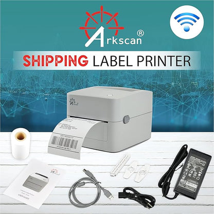 Arkscan 2054K-WF Shipping Label Printer Support USB & WiFi Connection, Work w/iPhone Windows Mac Chromebook Android Support Amazon Ebay Paypal Shopify Shipstation UPS USPS FedEx Direct Thermal Labels