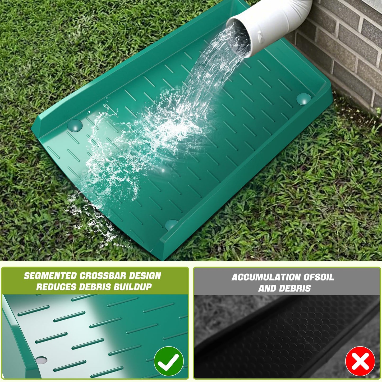 4 Pack Rain Gutter Downspout Extensions, 12” Extra-Wide Gutter Downspout Extensions for Water Drainage, Down Spout Extender, Drain Gutter Guard Diverter, Drainage to Protect House Foundations, Green