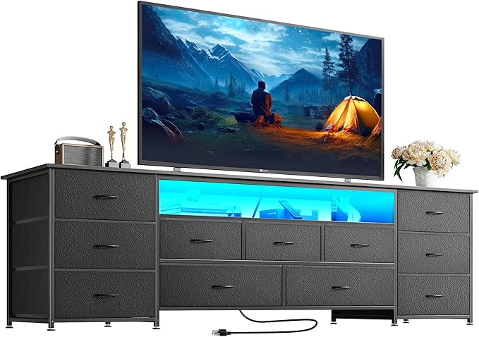 Huuger 70 Inch TV Stand for 75, 80 Inch TV, 11 Drawer Long Dresser