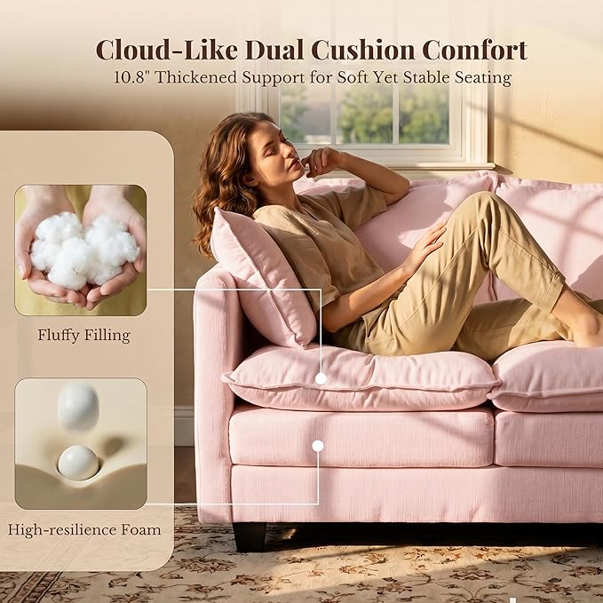 Loveseat Sofa with Cloud 3-Layer Cushion & 27" Deep Seat, Modern Love Seat