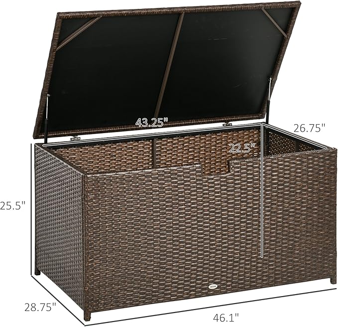 Outsunny 113 Gallon Deck Box, Rattan Outdoor Storage Box, Waterproof Storage