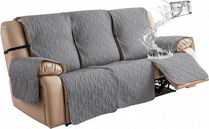 Genina Waterproof Couch Cover for Reclining Couch 3 Seater Non-Slip, Washable