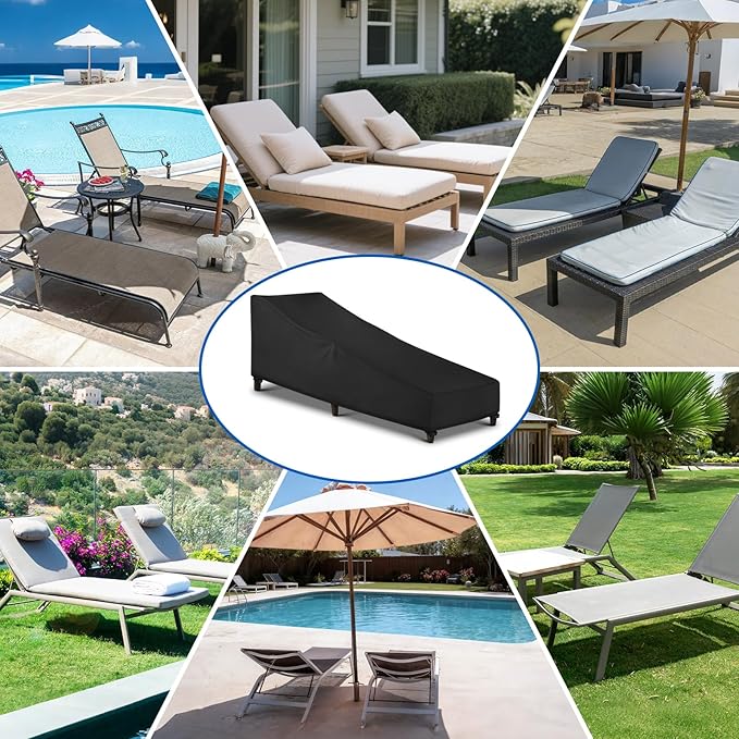 SunPatio Waterproof Outdoor Chaise Lounge Cover, 2 Pack Patio Lounge Chair