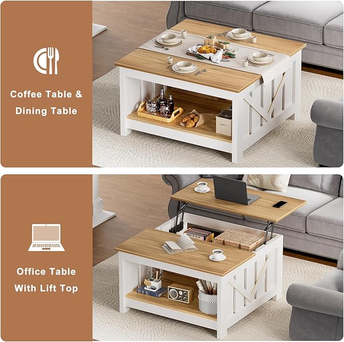 FABATO Lift Top Coffee Table, 31.5" Farmhouse Coffee Tables