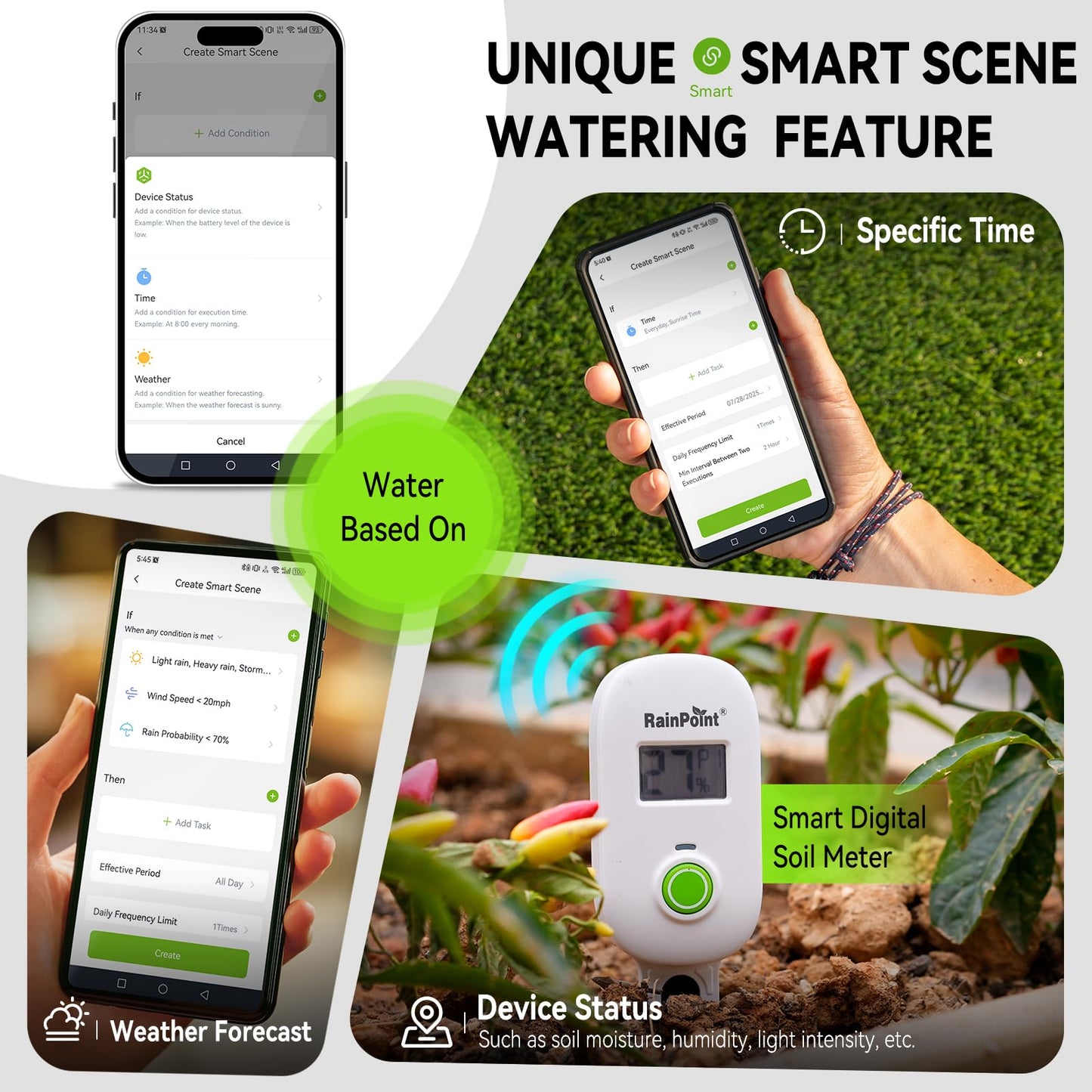 RAINPOINT Smart Drip Irrigation System for Houseplants,WiFi/App Control and Local Control, Dual Powered,Tap Free, Solar auto Watering for Indoor Balcony Grow Tent Water 10-15 Plants