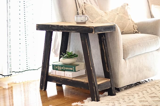 Doug and Cristy Designs Aztec A-Frame Side Table; Reclaimed Wood End Table