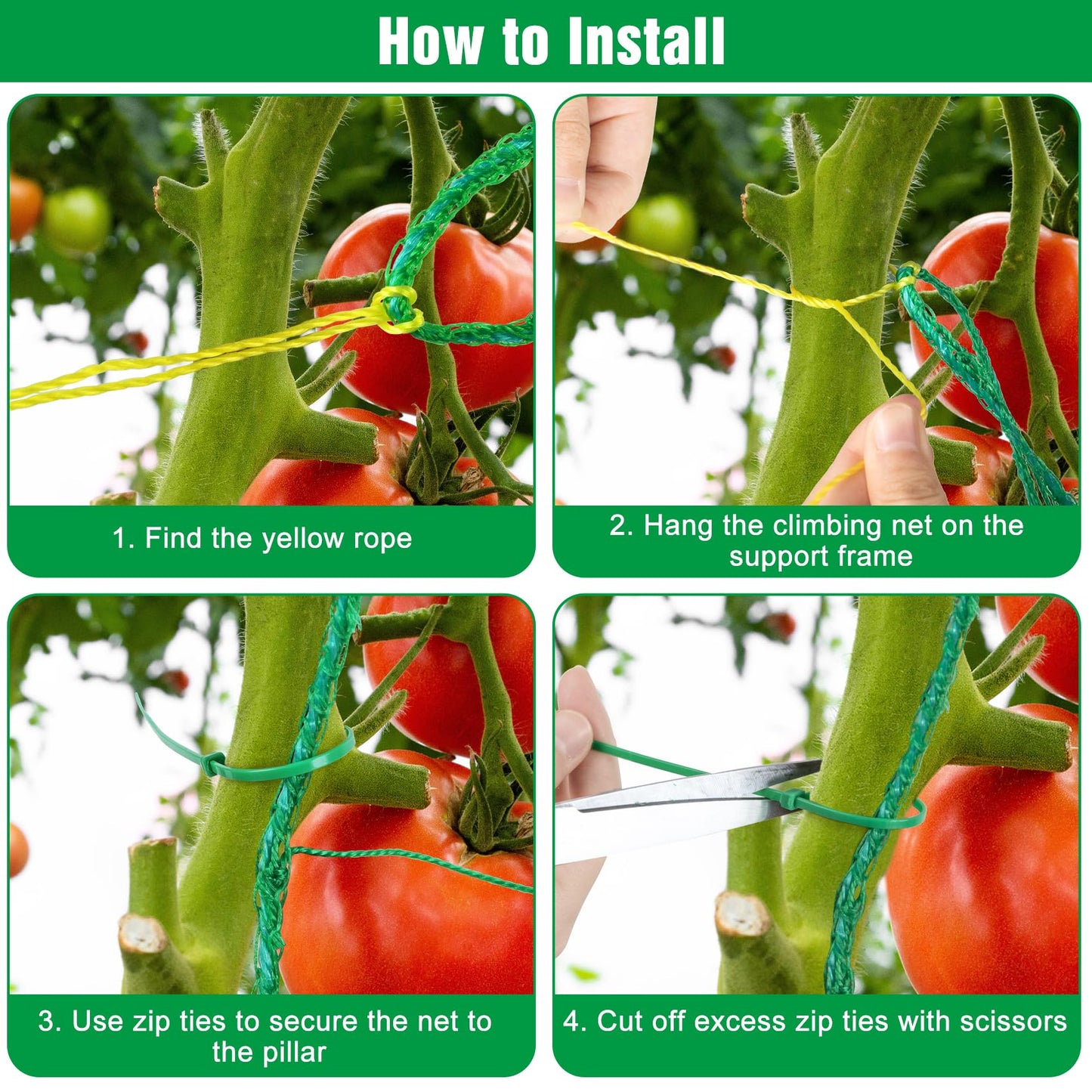 Unves Garden Trellis for Climbing Plants, 16.4 x 6.6 Ft Garden Trellis Heavy Duty Plant Net for Cucumber, Tomato, 27 Strands & 4x4 Inch Netting for Vegetables, Grapes, Bean