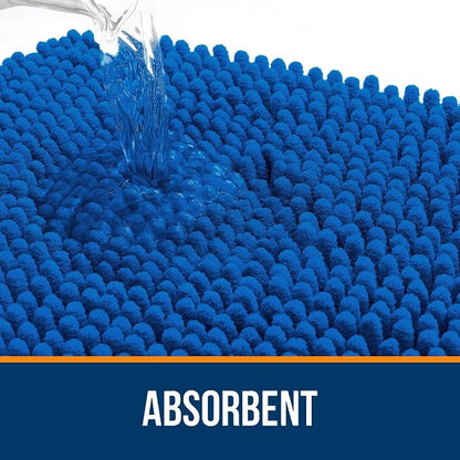 OLANLY Bathroom Runner Rugs 59x24, Soft Absorbent Chenille Bath Rugs, Rubber Backing Quick Dry, Machine Washable Long Bath Mats for Bathroom, Tub and Shower, Home Decor Accessories, Deep Navy Blue