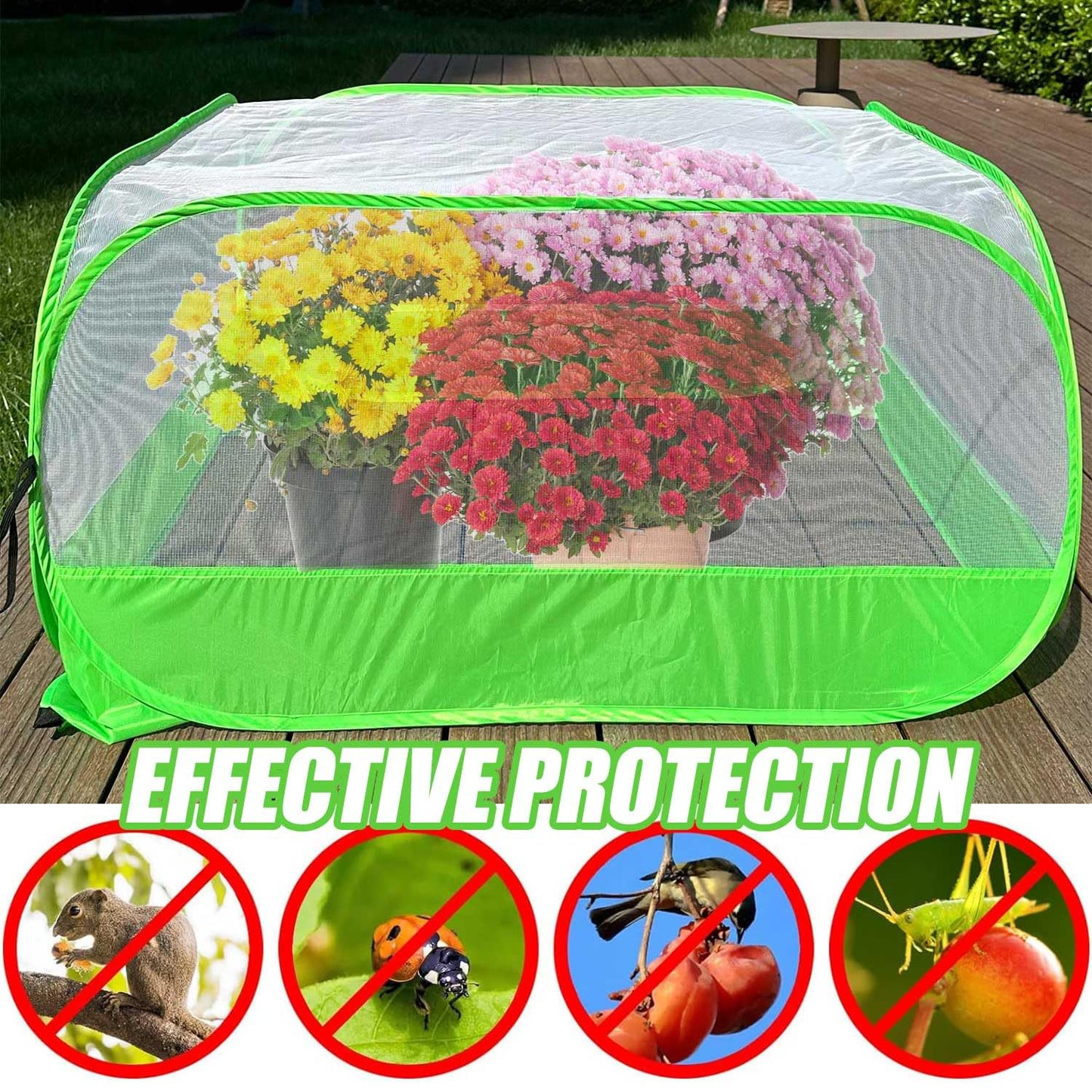 Pop Up Garden Mesh Plant Cover 2Pcs Outdoor Plant Protector Mesh Plant Enclosure Raised Bed Garden Bird and Pest Protection Guard for Fruits Vegetables Seedlings and Herbs