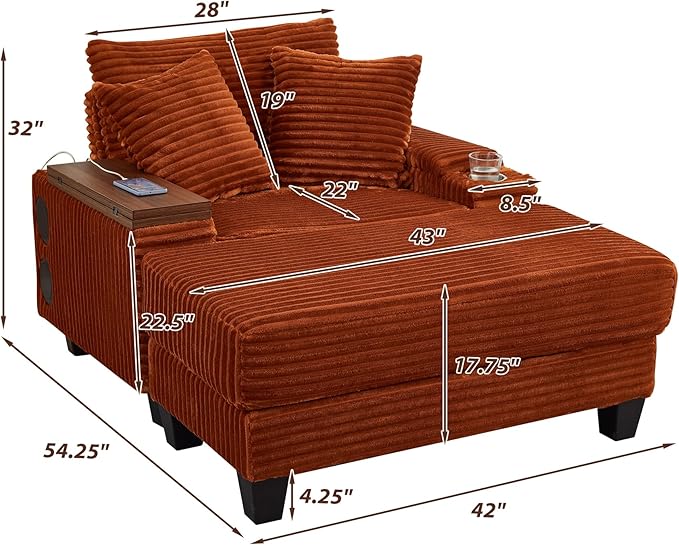 KEIKI Corduroy Storage Armrest Sofa, Single Versatile Seat