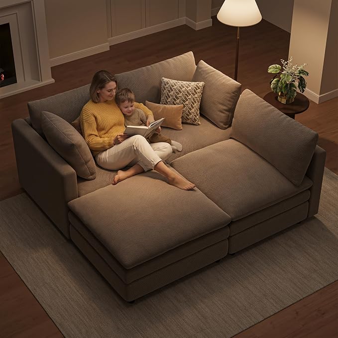 97" Cloud Couches for Living Room, 29.1" Deep Seat Modular Sectional Sofa