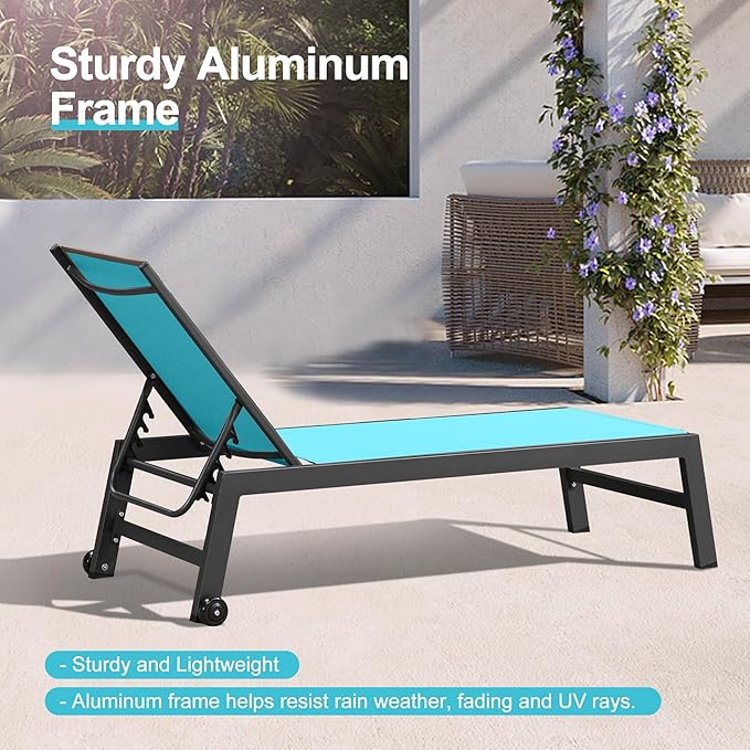 PURPLE LEAF Outdoor Patio Chaise Lounge Set 2 Pieces Pool Lounge Sunbathing